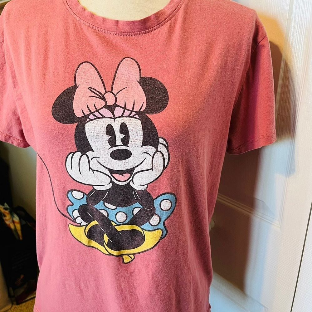 Disney Minnie Mouse Short‎ Sleeve Shirt Womens Size Large Pink
